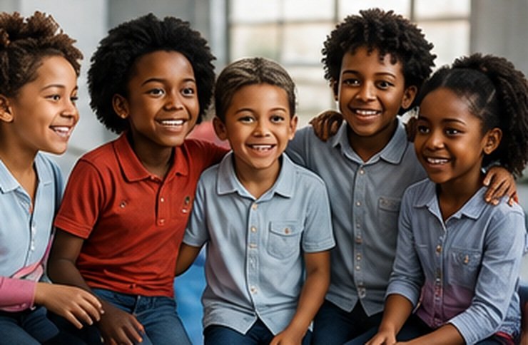 Children smiling together in the Shanah City Church kids ministry classroom